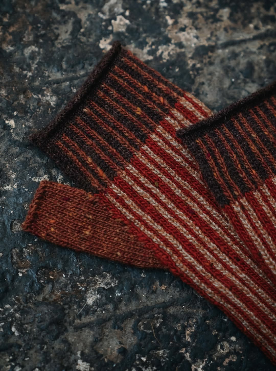 Forager Fingerless Gloves - Chilli Red by Kate Jones Knitwear