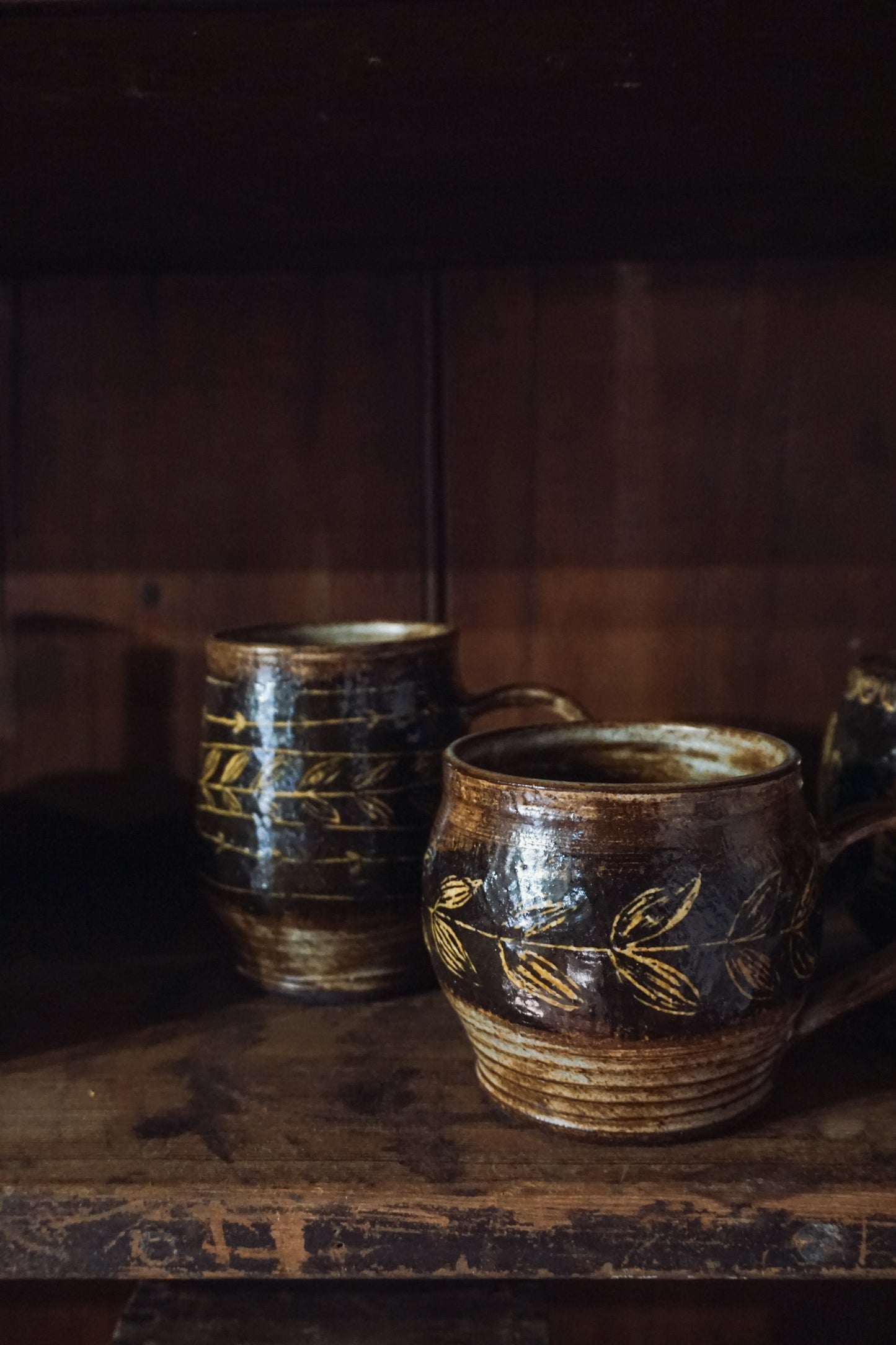Black Stoneware Leaf Mug by Steph Tooley