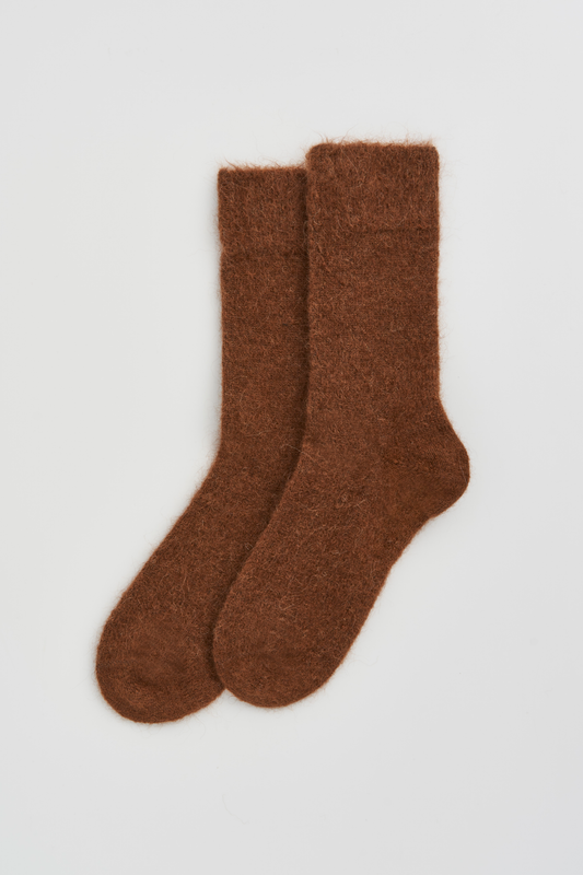 SOCKS - ULTRA SOFT ALPACA. CHESTNUT BROWN
