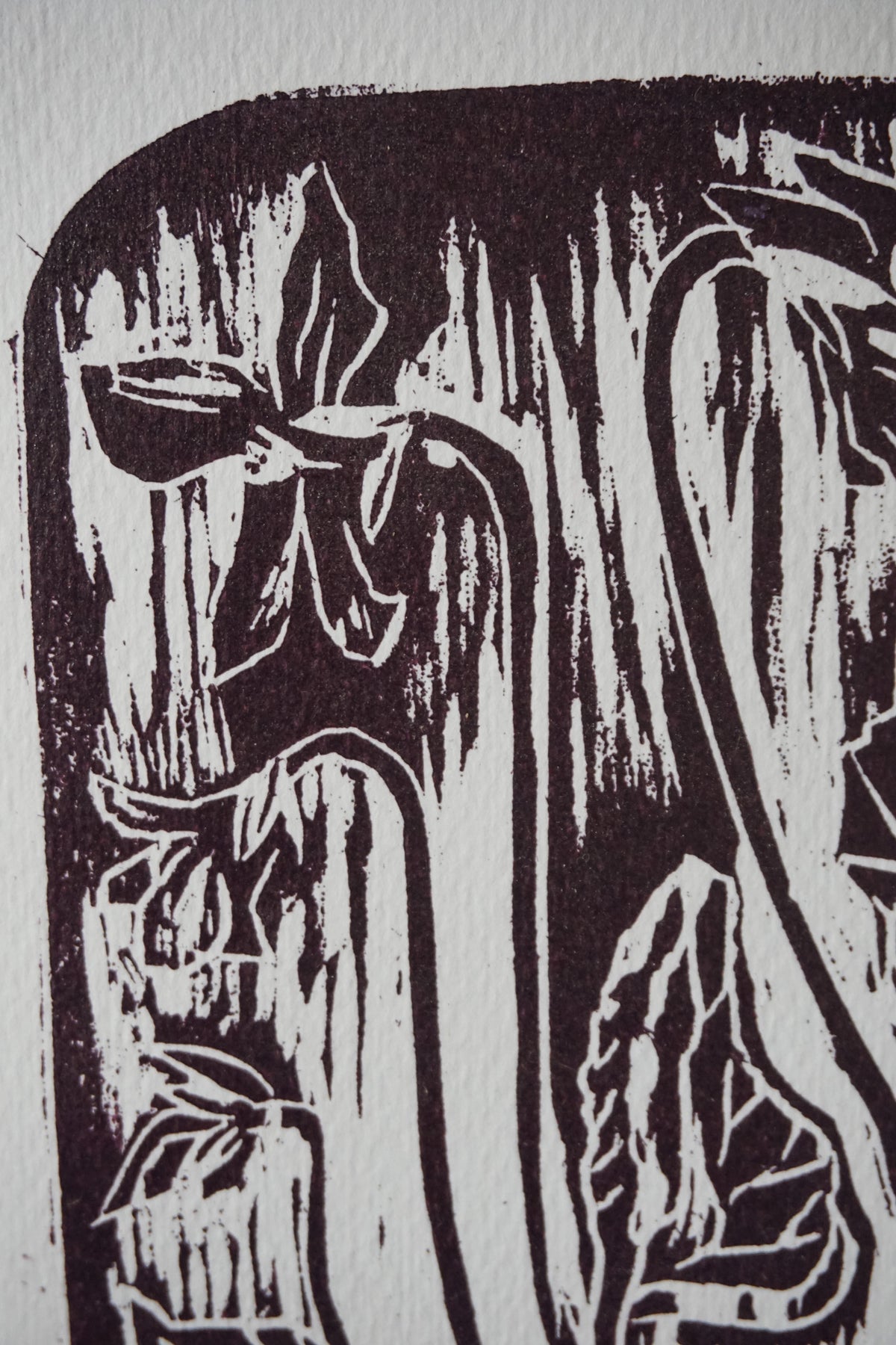 Violets woodcut print card by Jo Sweeting