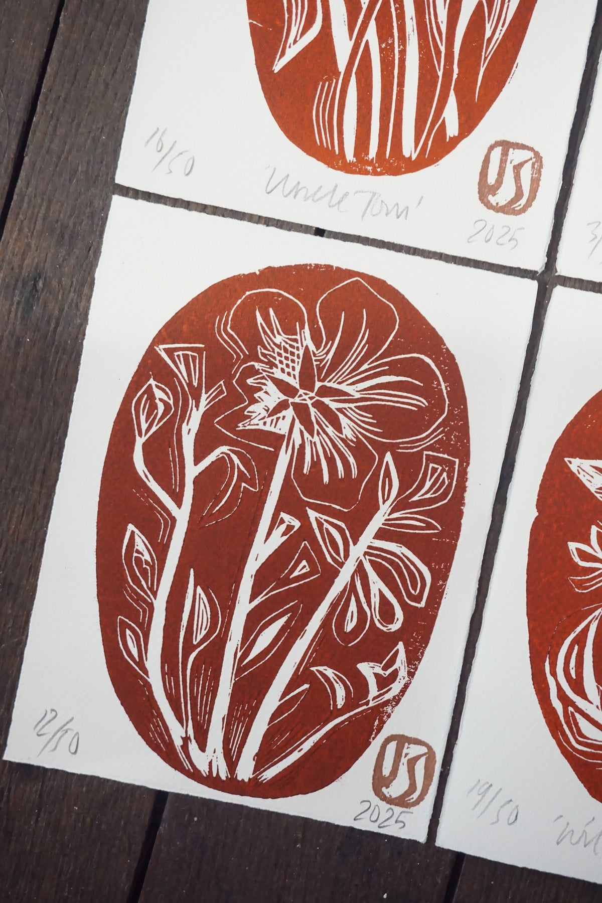 Rock Garden woodcut prints by Jo Sweeting