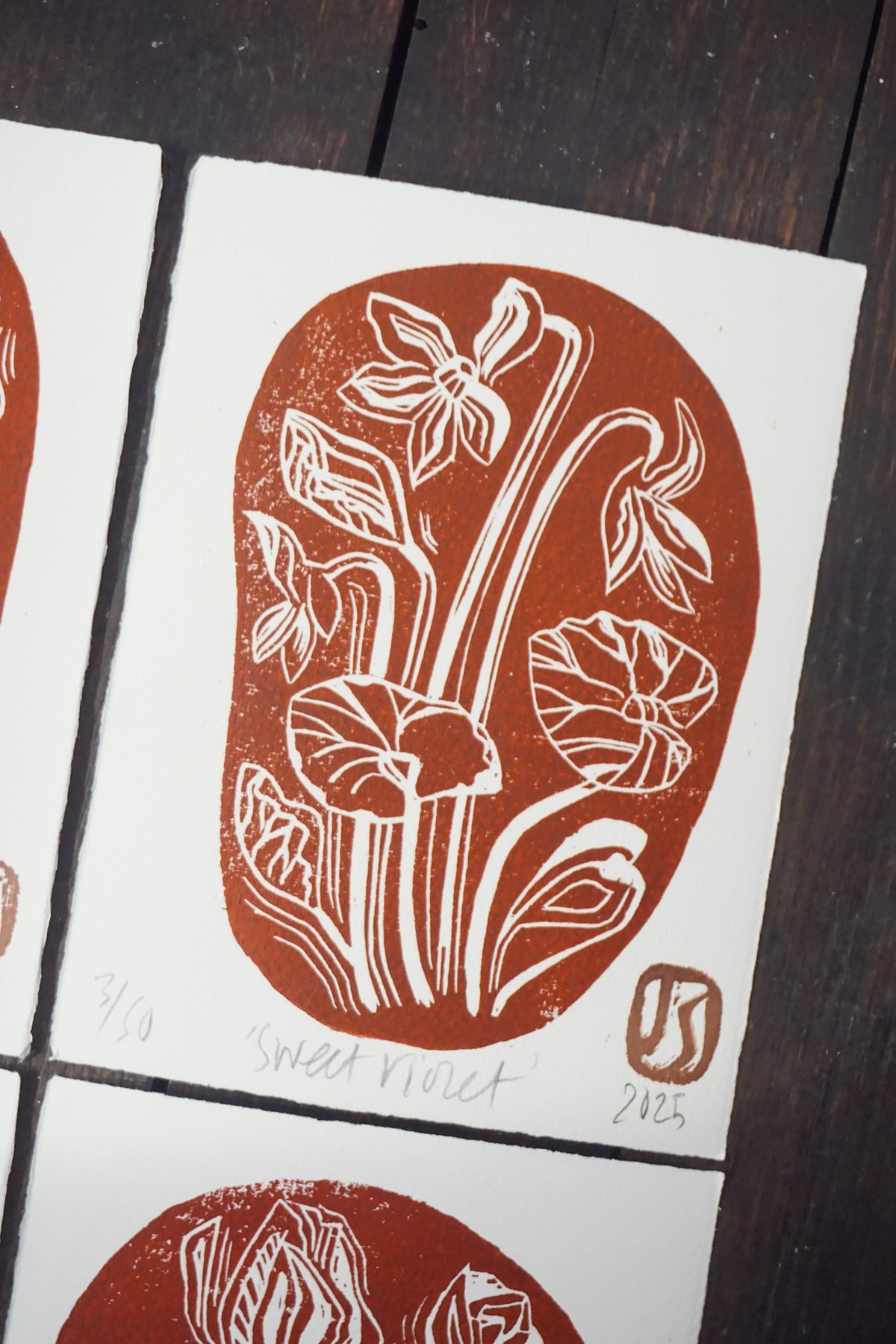 Rock Garden woodcut prints by Jo Sweeting