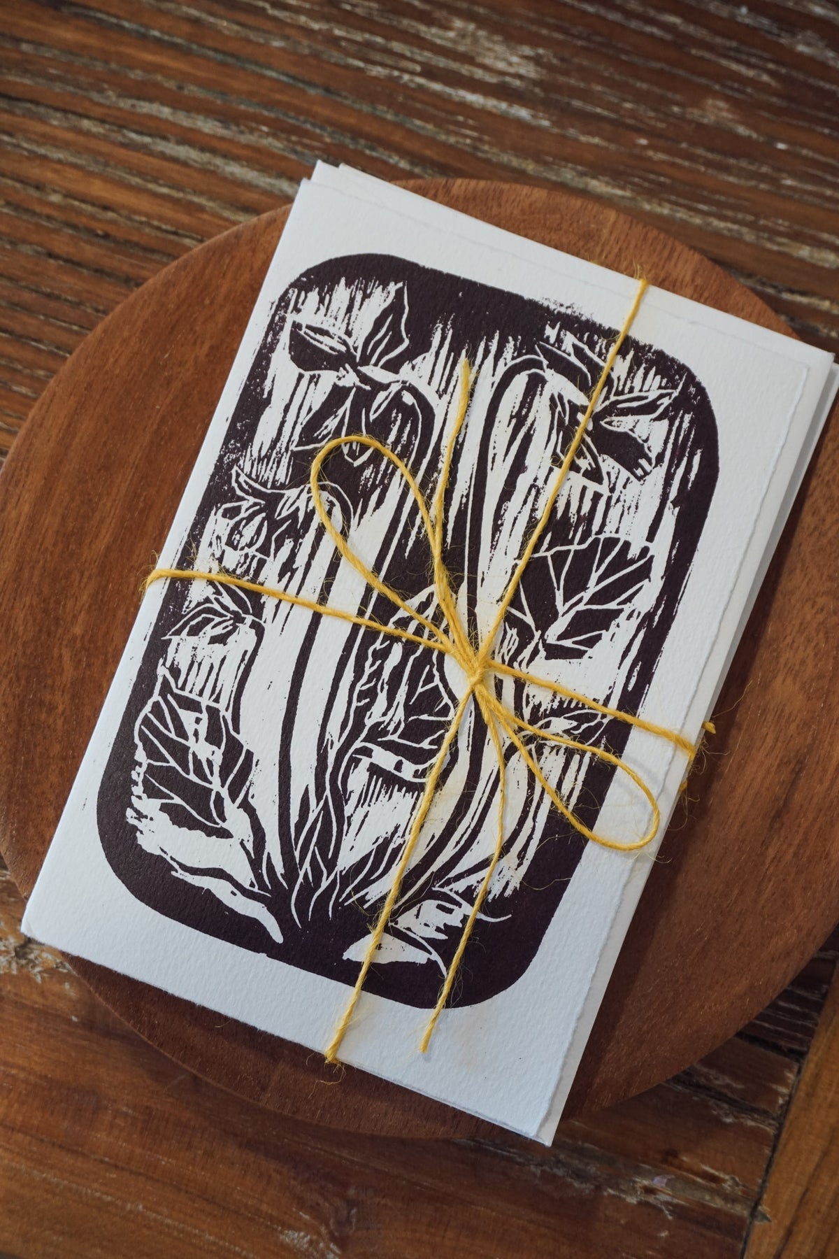 Violets woodcut print card by Jo Sweeting