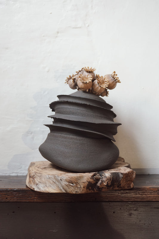 Black Stoneware Vase by Kate McMinnies