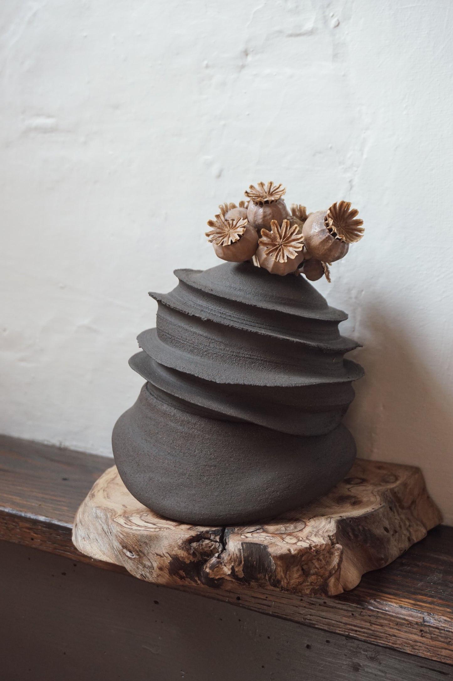 Black Stoneware Vase by Kate McMinnies