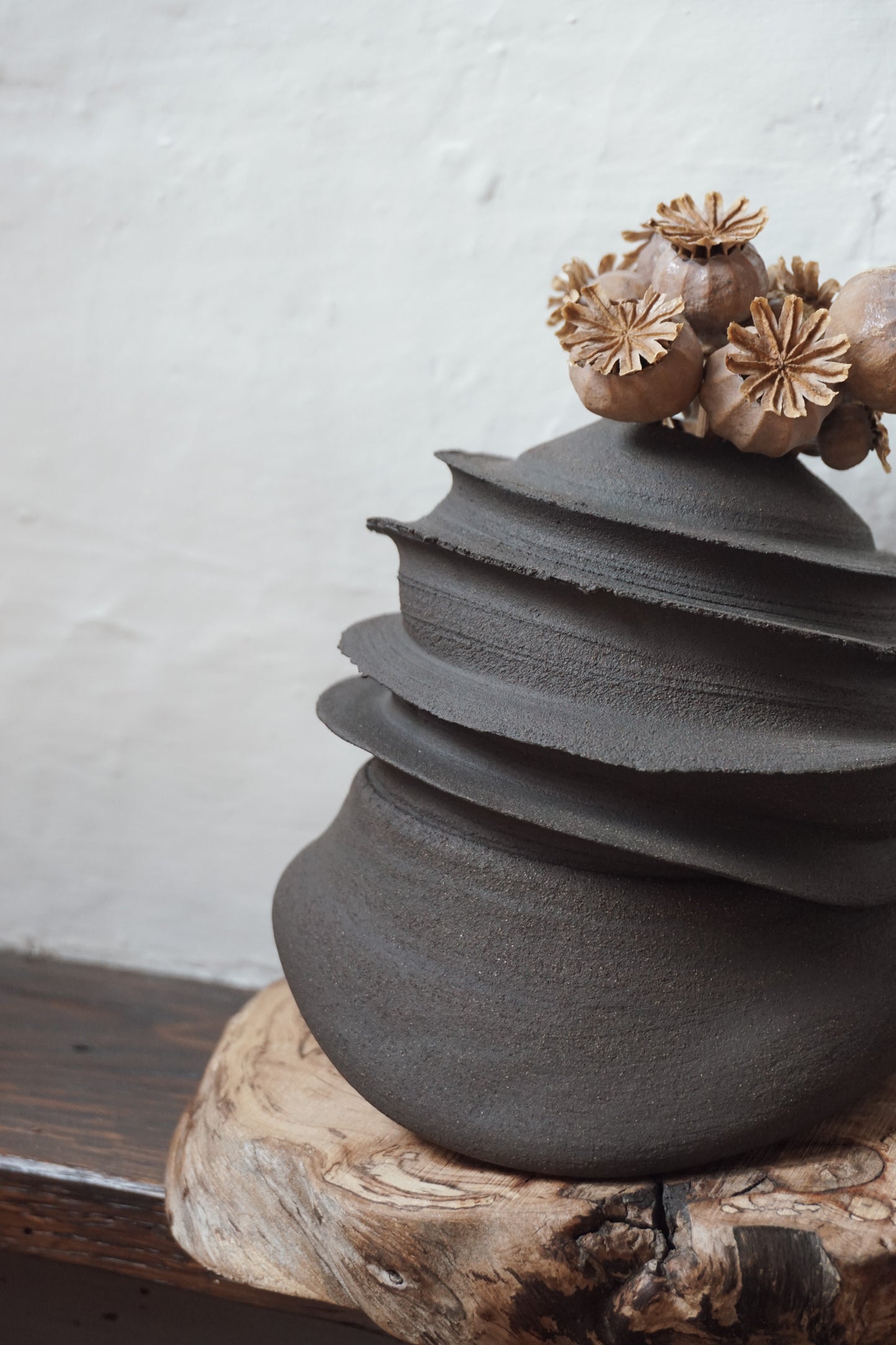 Black Stoneware Vase by Kate McMinnies