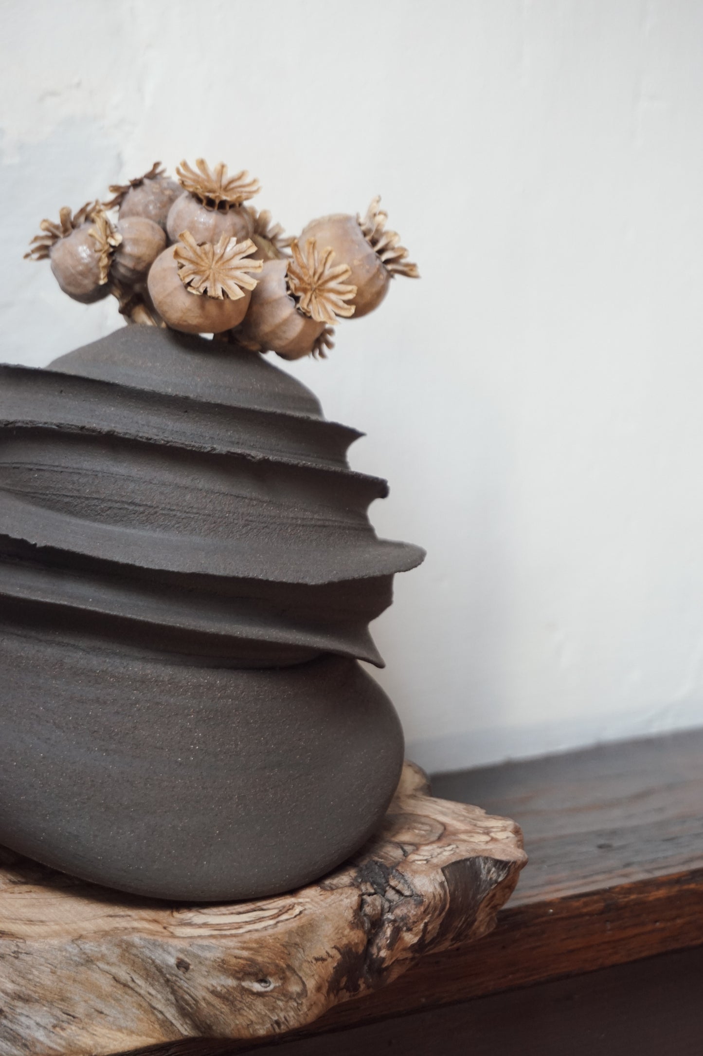 Black Stoneware Vase by Kate McMinnies