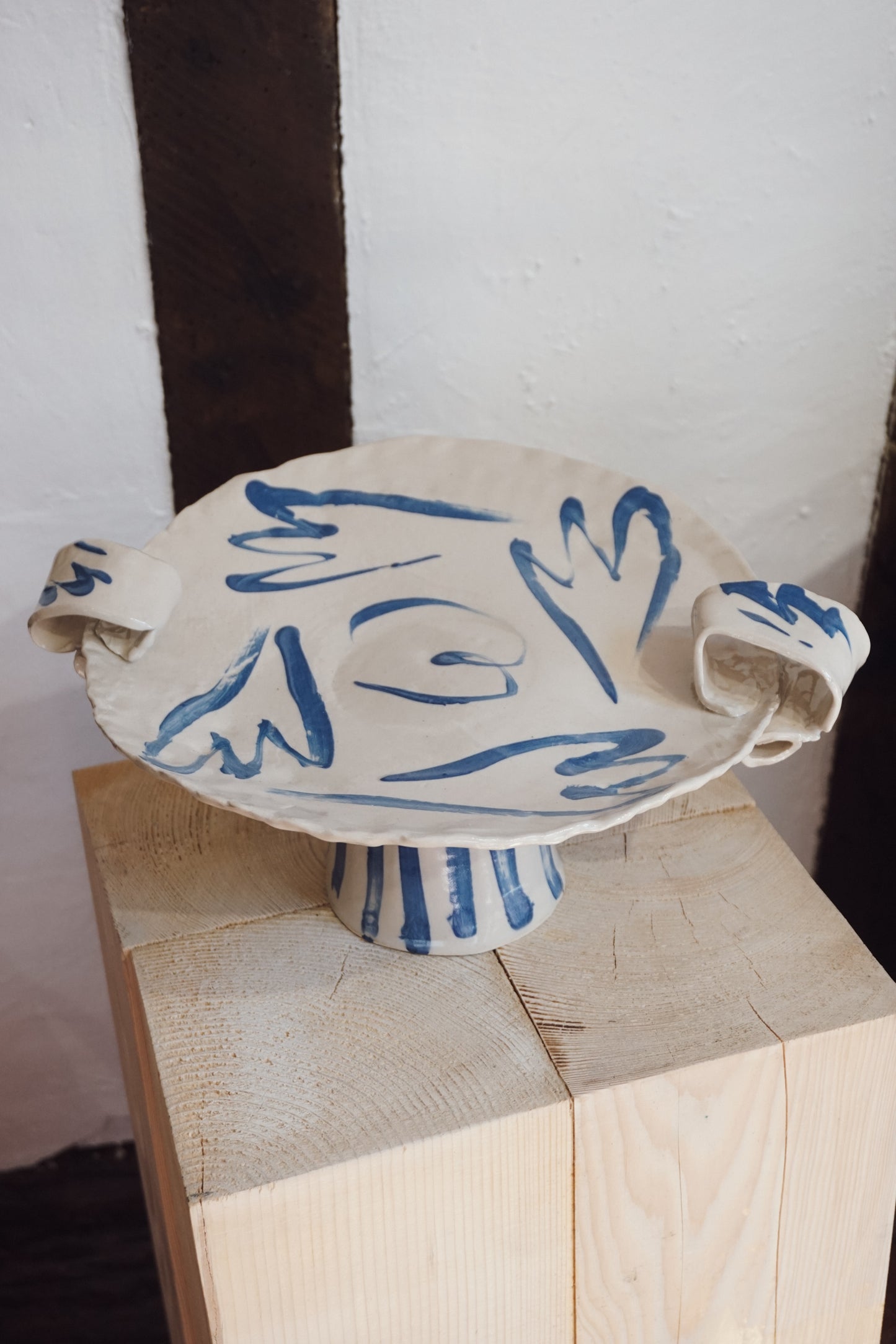 Blue Abstract Cake Stand by Lotte Andrews