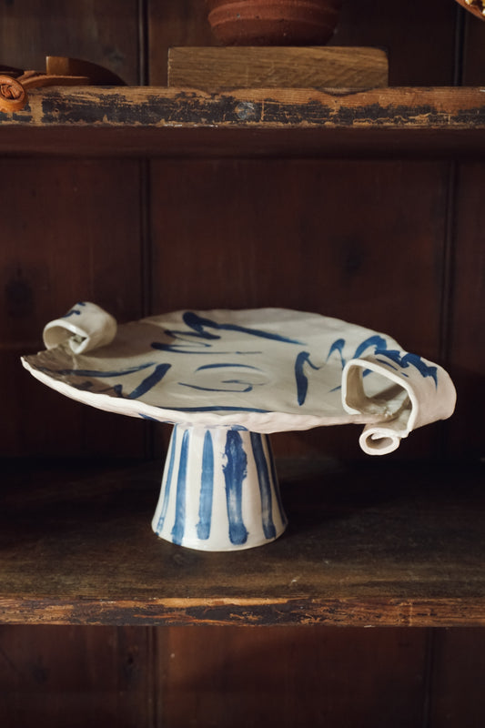 Blue Abstract Cake Stand by Lotte Andrews