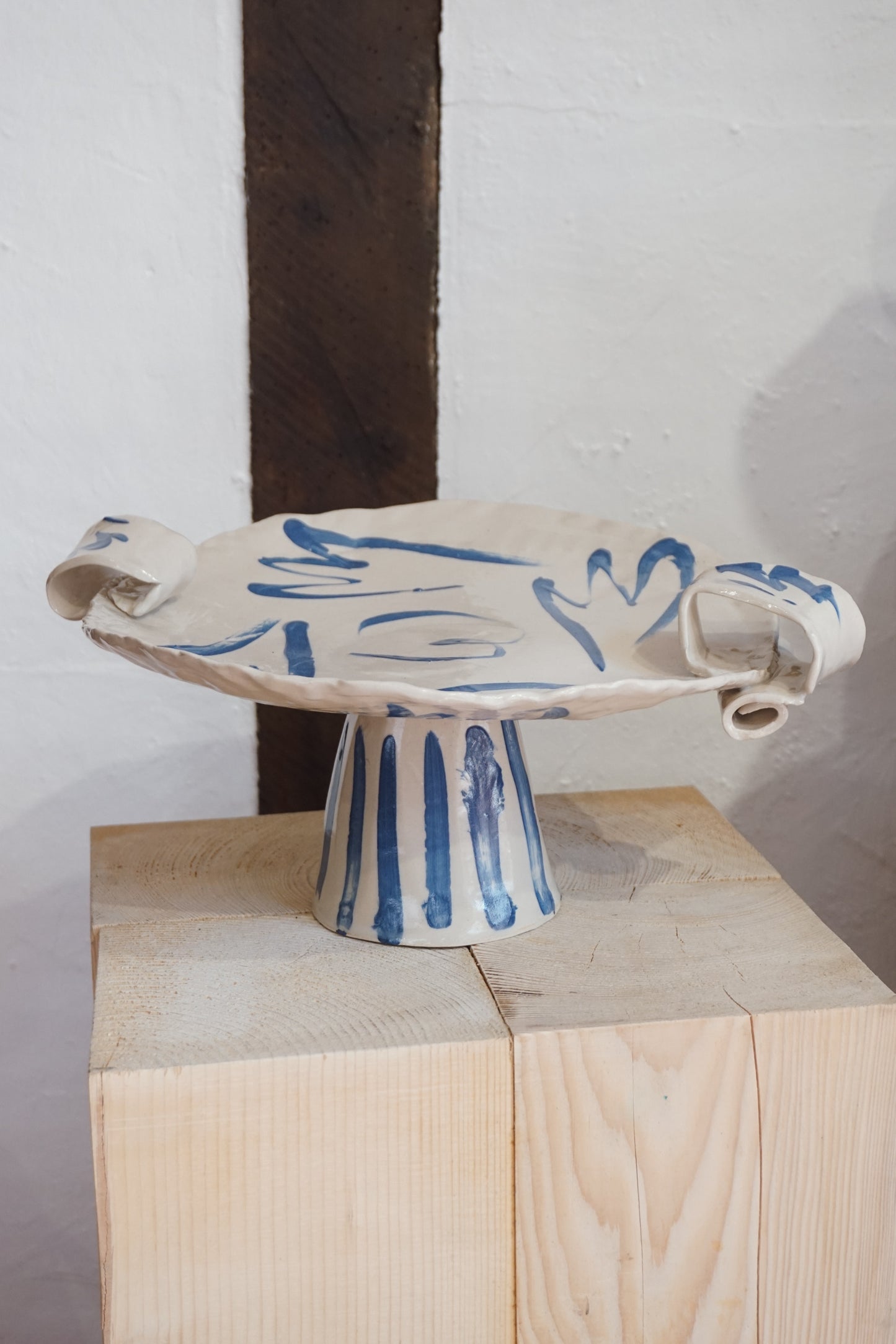 Blue Abstract Cake Stand by Lotte Andrews