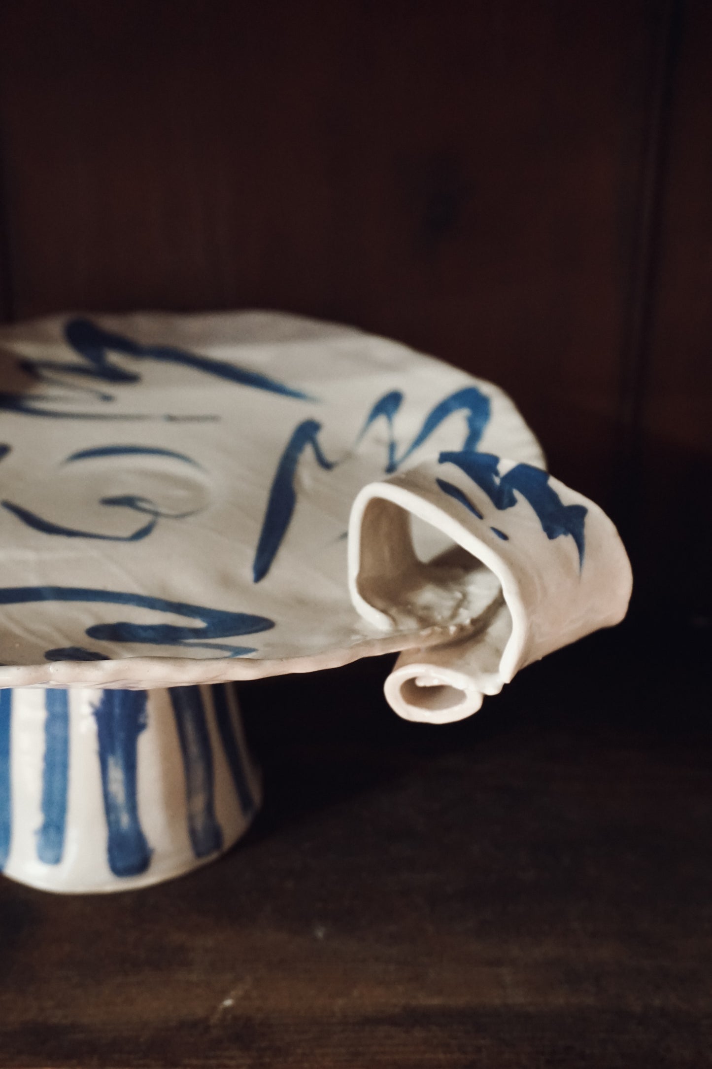 Blue Abstract Cake Stand by Lotte Andrews