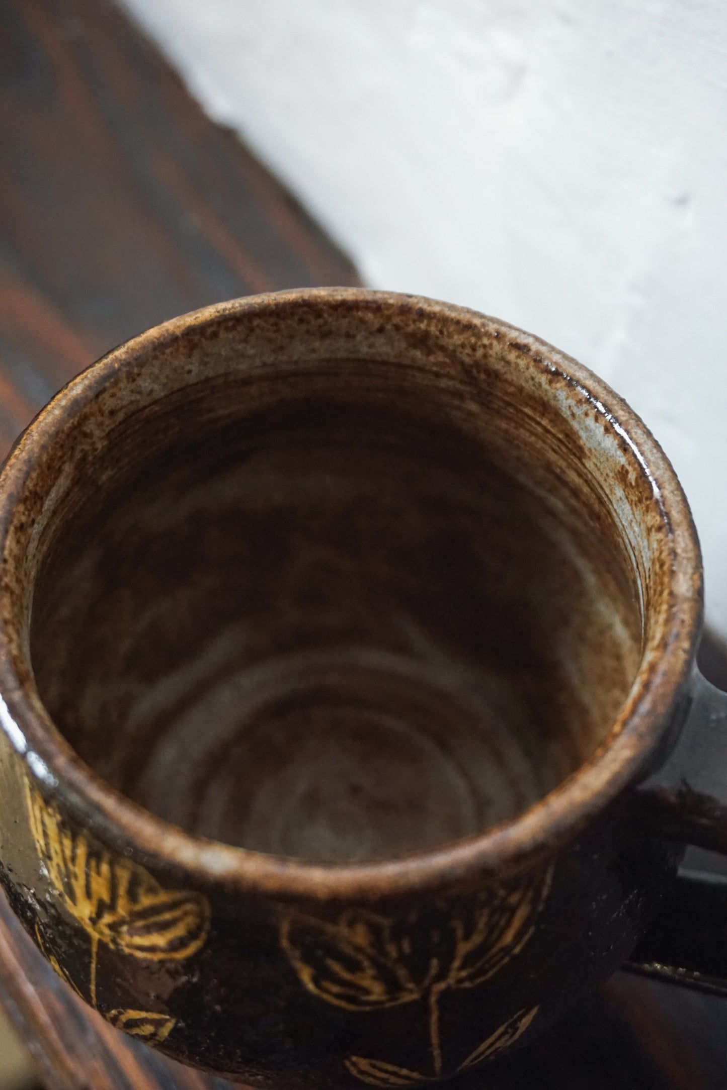 Black Stoneware Floral Mug by Steph Tooley