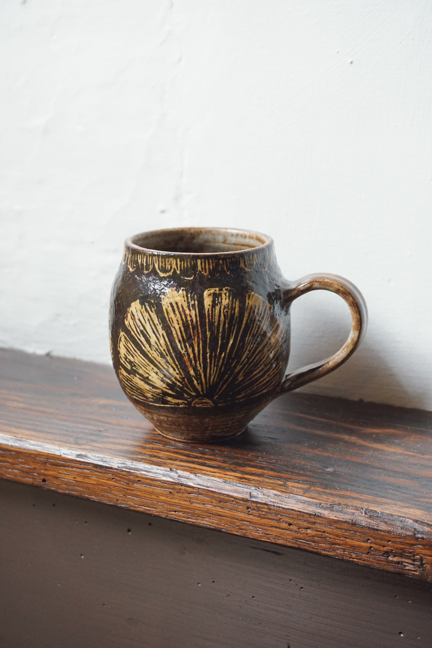 Black Stoneware Sunburst Mug by Steph Tooley