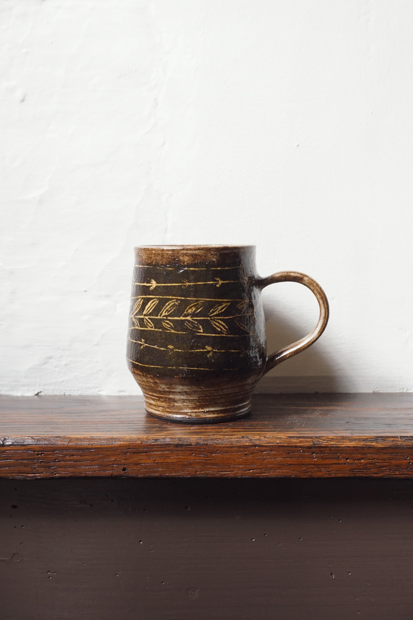 Black Stoneware Vines Mug by Steph Tooley