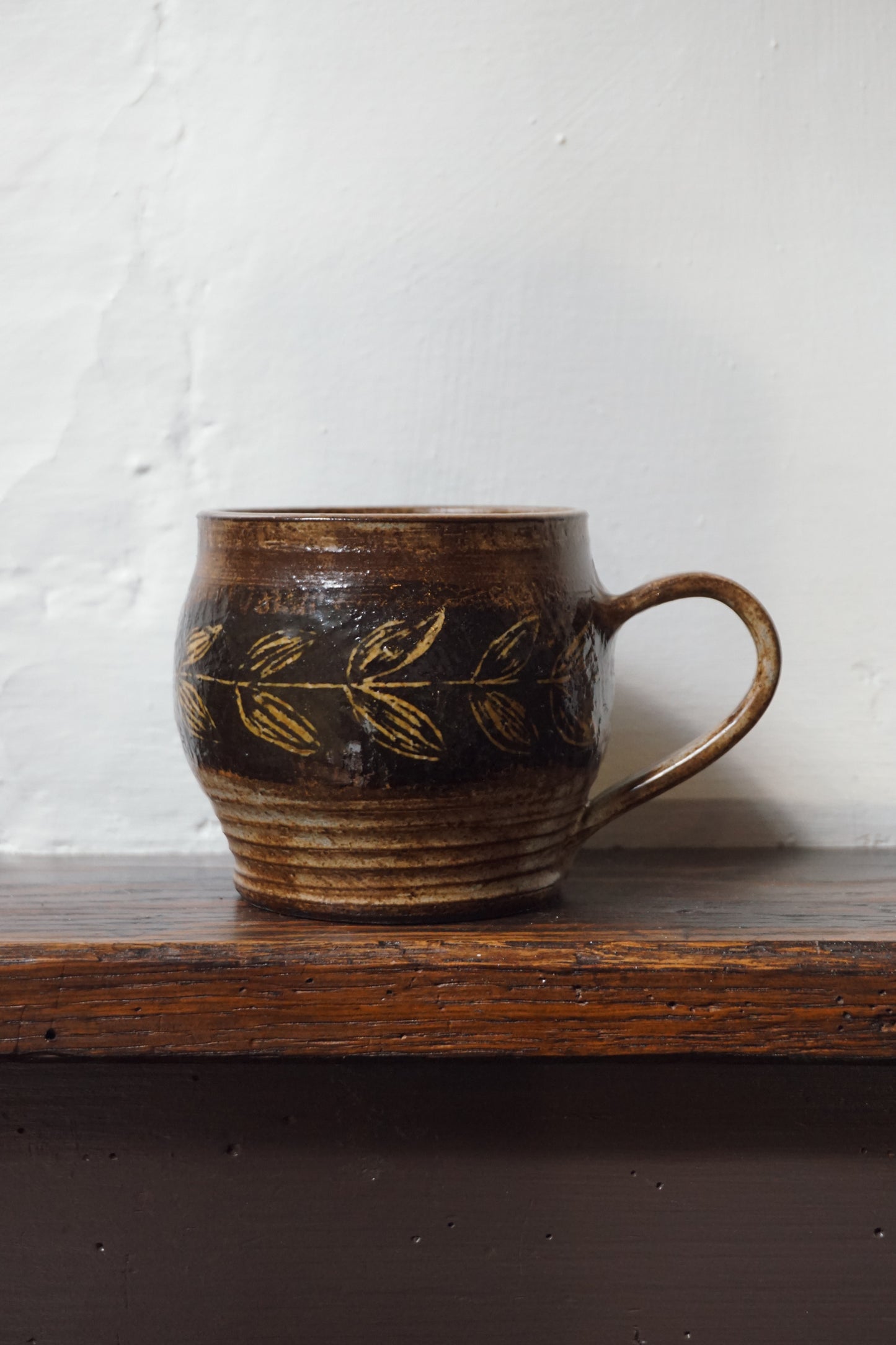 Black Stoneware Leaf Mug by Steph Tooley