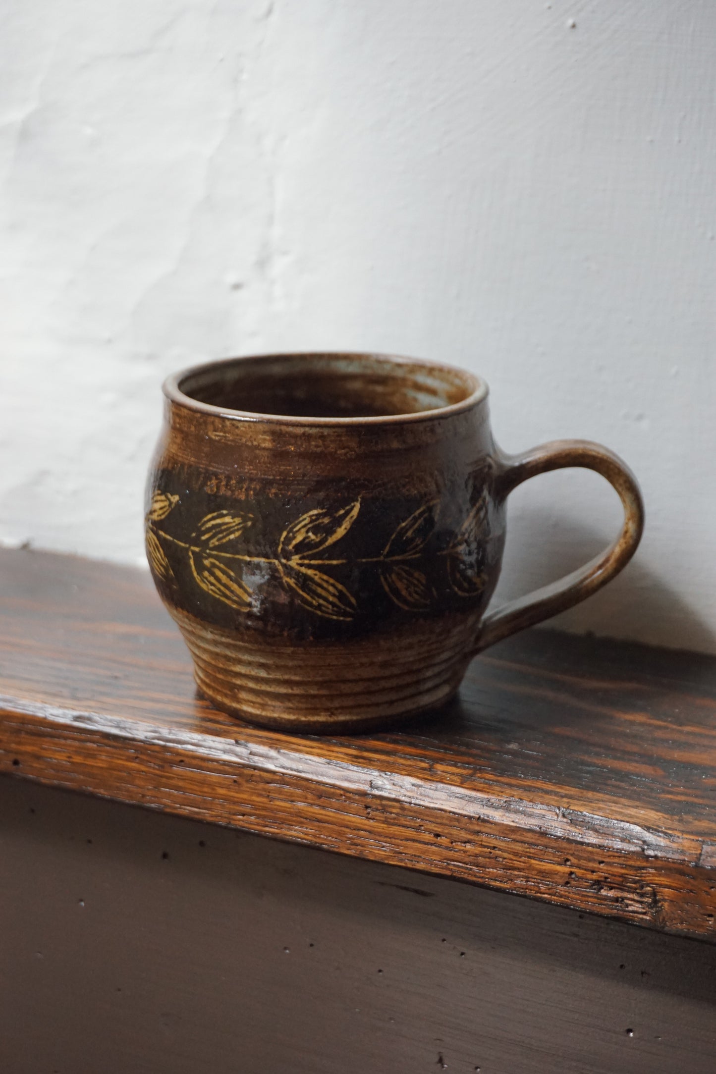 Black Stoneware Leaf Mug by Steph Tooley