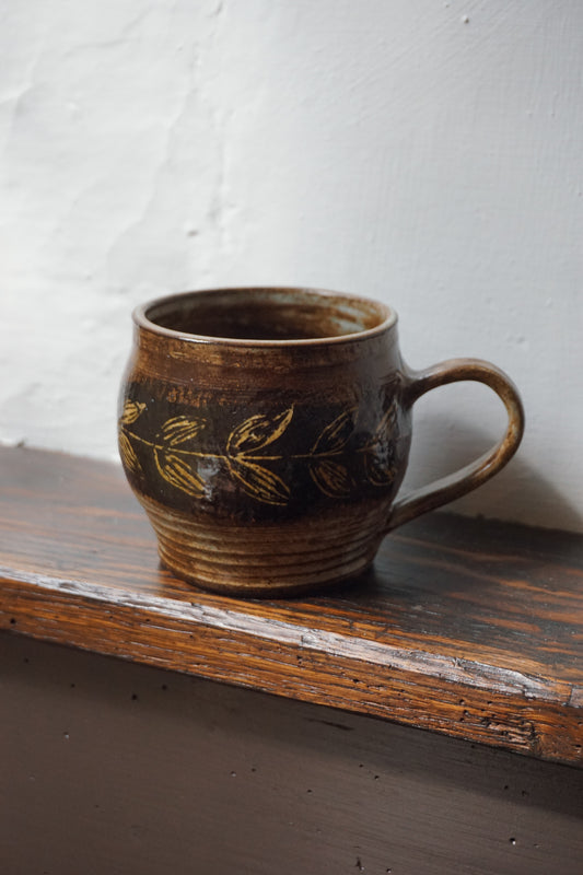Black Stoneware Leaf Mug by Steph Tooley