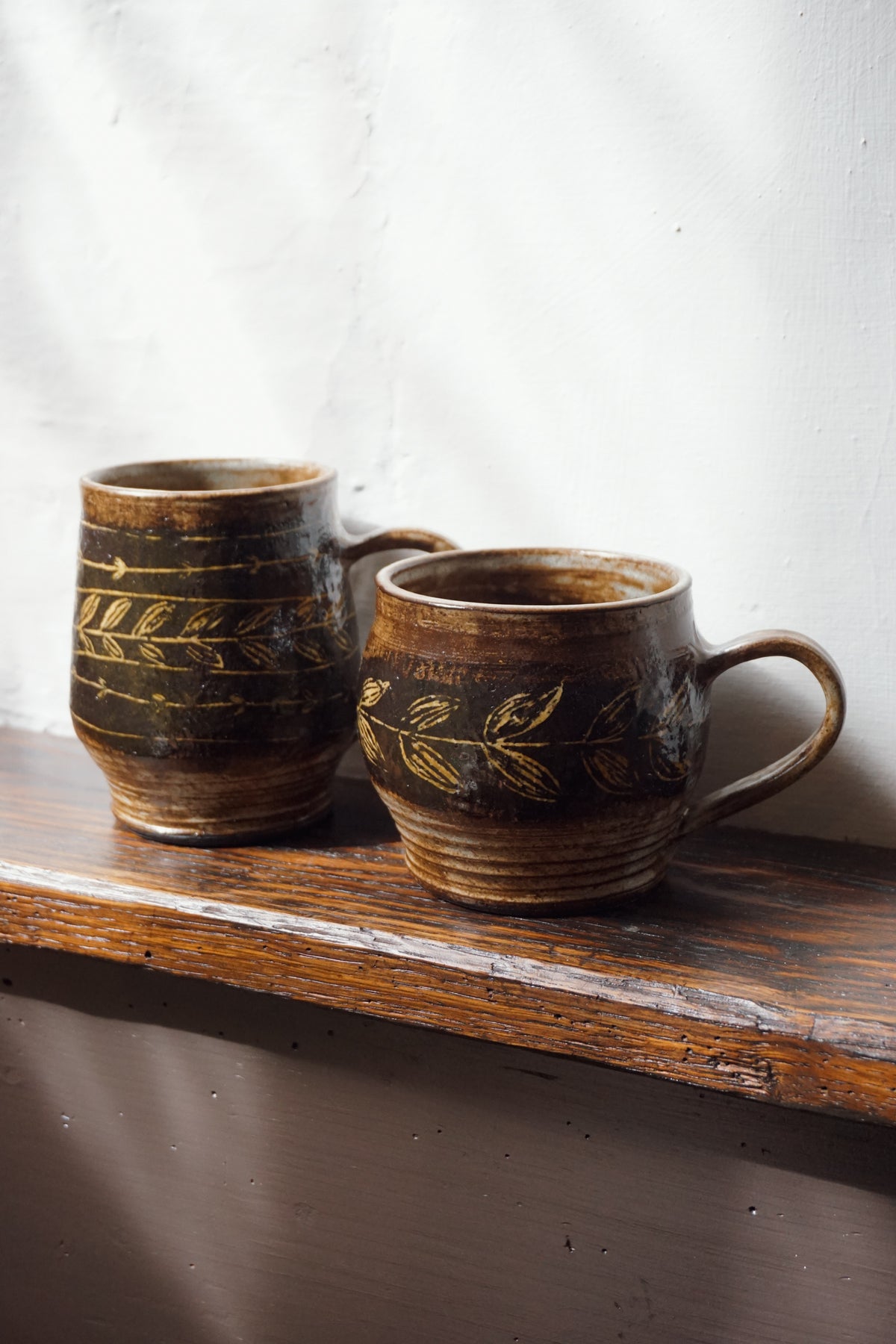 Black Stoneware Vines Mug by Steph Tooley