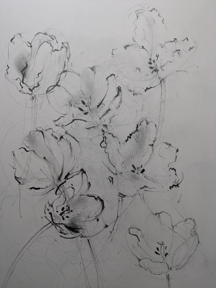 Tulips I original illustration by Claudia Lowry