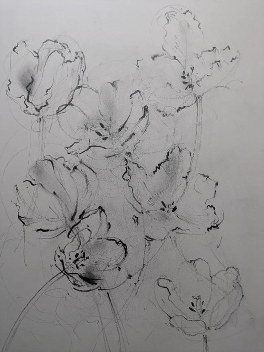 Tulips I original illustration by Claudia Lowry