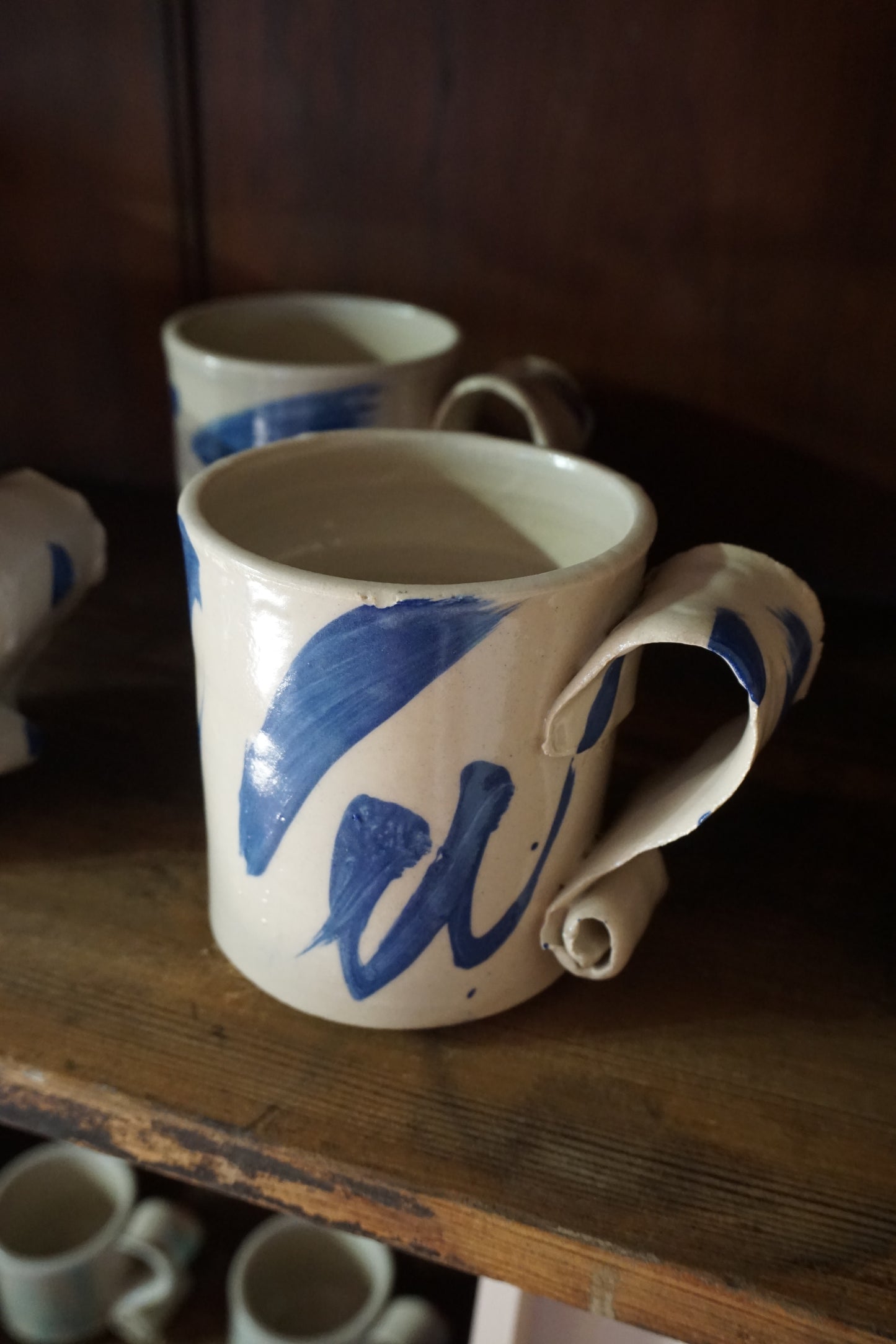 Blue Abstract Mug by Lotte Andrews