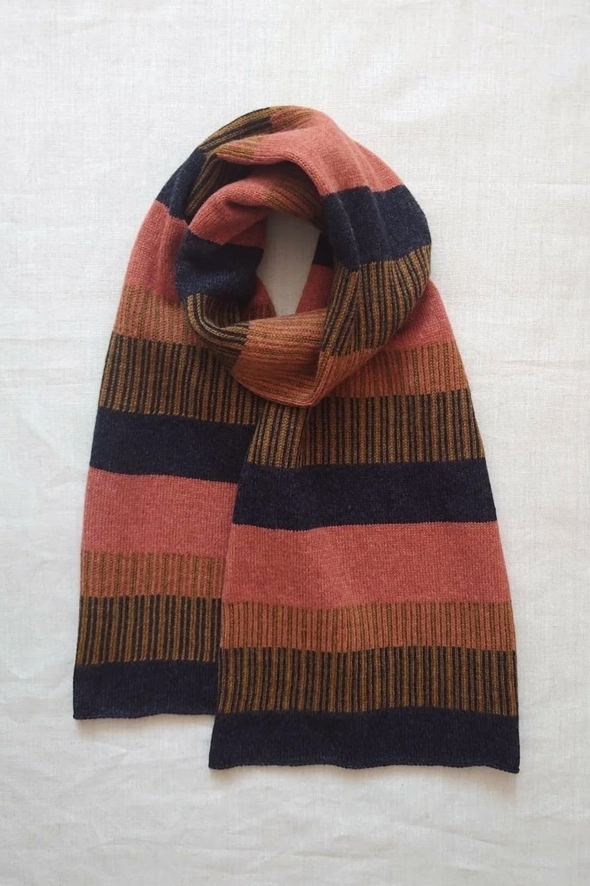Anni Lambswool Scarf - Brick & Mustard by Kate Jones Knitwear