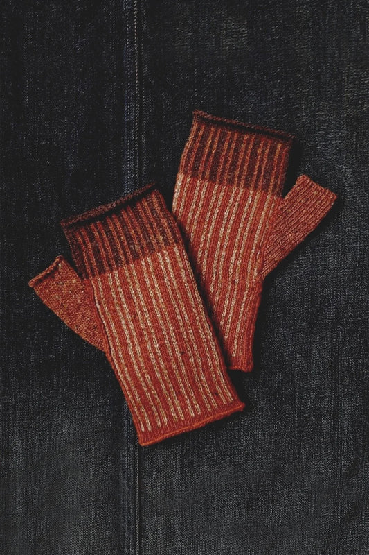 Forager Fingerless Gloves - Chilli Red by Kate Jones Knitwear