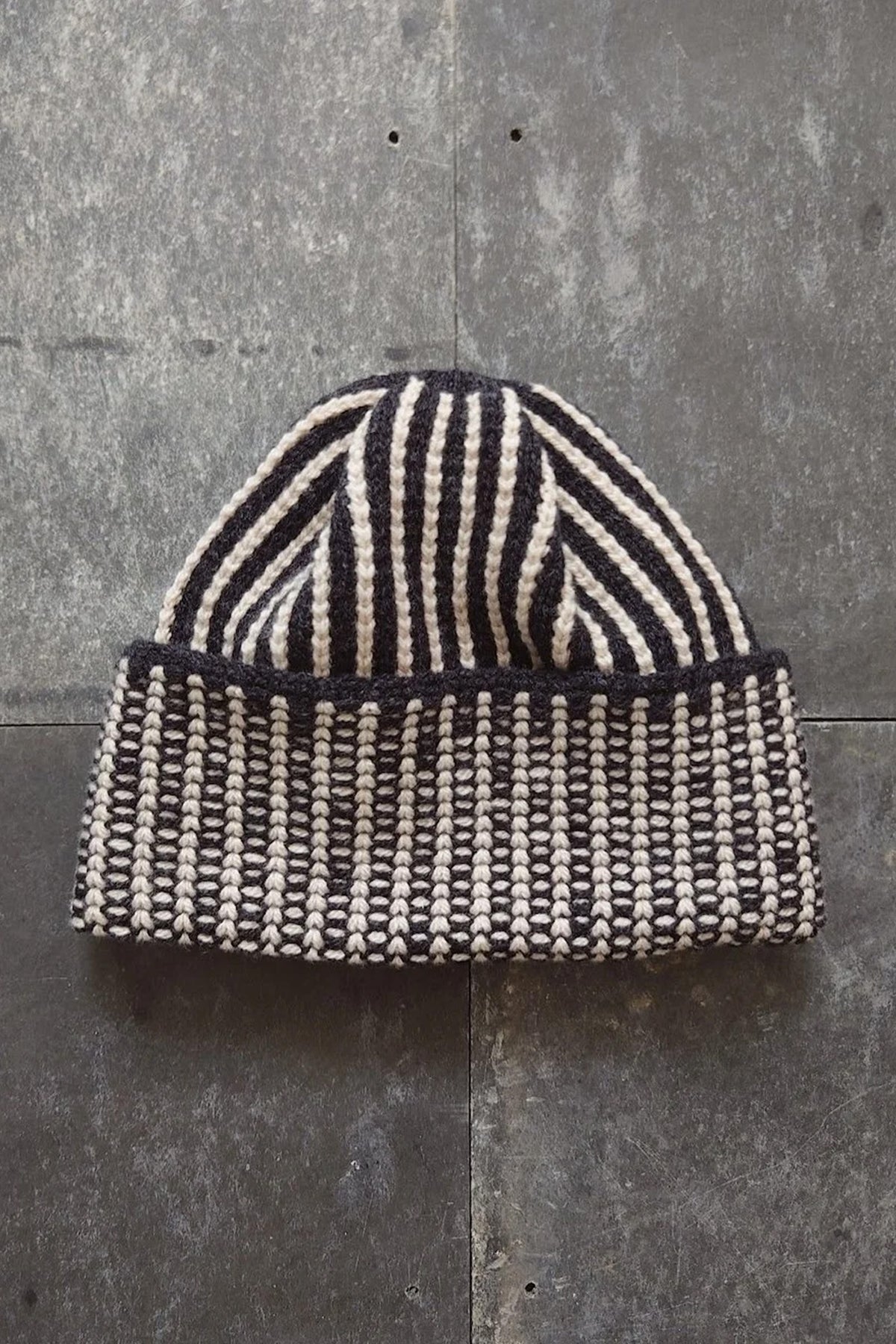 Bold Stripe Hat - Charcoal by Kate Jones Knitwear