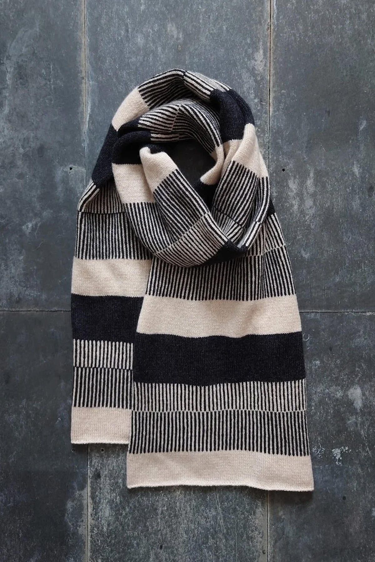 Anni Lambswool Scarf - Charcoal by Kate Jones Knitwear