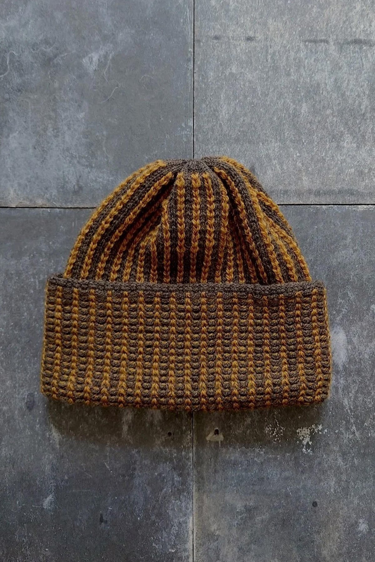 Bold Stripe Hat - Mustard by Kate Jones Knitwear